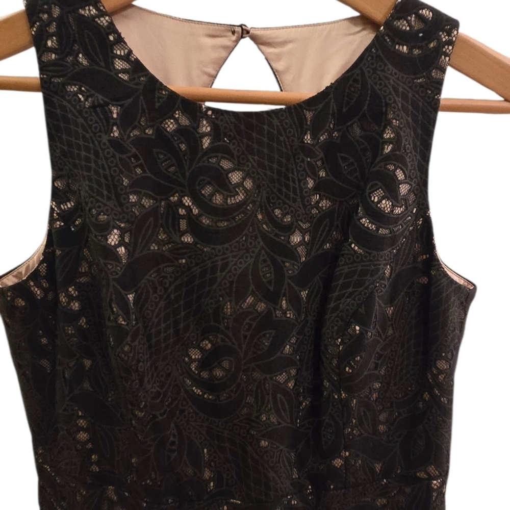 Eliza J Black Lace Fit & Flare Cocktail Dress Dark Romantic Coquette Chic Goth - Picture 4 of 11